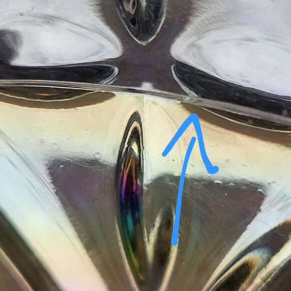 Vintage Federal Glass Stunning Clear Iridescent Petal Bowl 8.5" - Picture 13 of 16